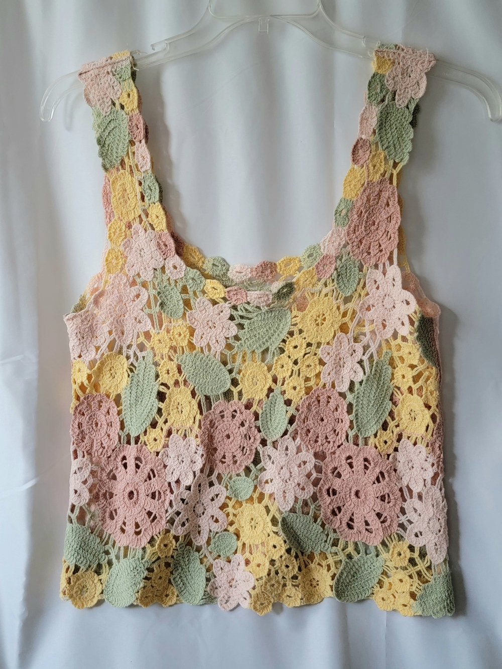 🌼Crochet Floral Top - Pastel Feminine Romantic - Size Large